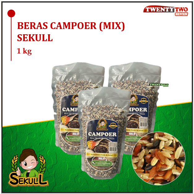 

Beras Sekull Campoer Merah Hitam Coklat Mix Rendah Gula Karbo Lemak Aman Diabetes 1 kg