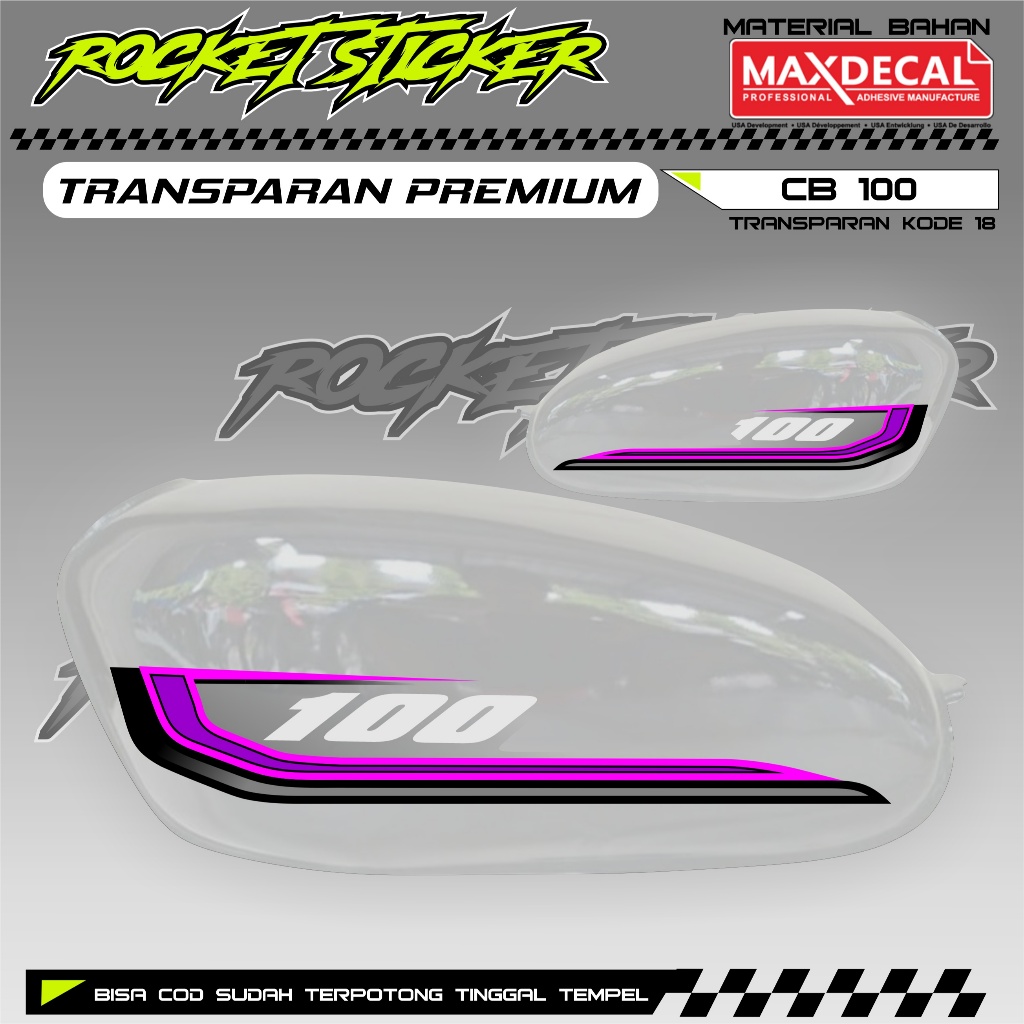 STRIPING TANGKI CB STIKER CB HOLOGRAM GLATIK CB 100 UV TRANSPARAN KODE 18 BAHAN MAXDECAL PREMIUM