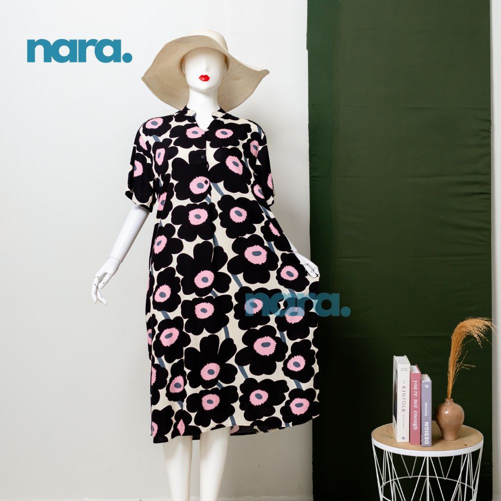 Daster Busui Kekinian Kancing Depan - Daster Remaja Lengan Pendek Kekinian Dress Korea Selutut Terba