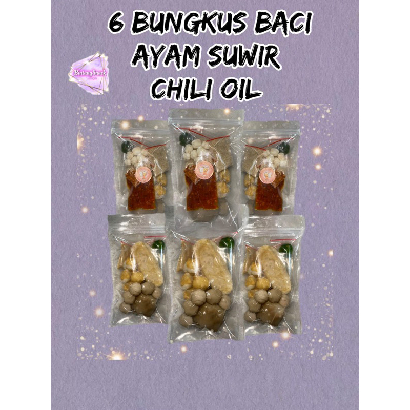 

Paket hemat 6 Bungkus BasoAci Ayam Suwir ChiliOiL|| BINTANGSNACK14