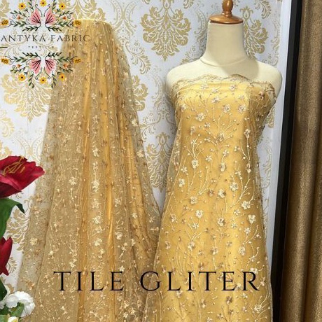 TERMURAH  Bahan Kain tile akar padi mutiara gliter bahan Tile akar mutiara kain brukat akar mutiara 