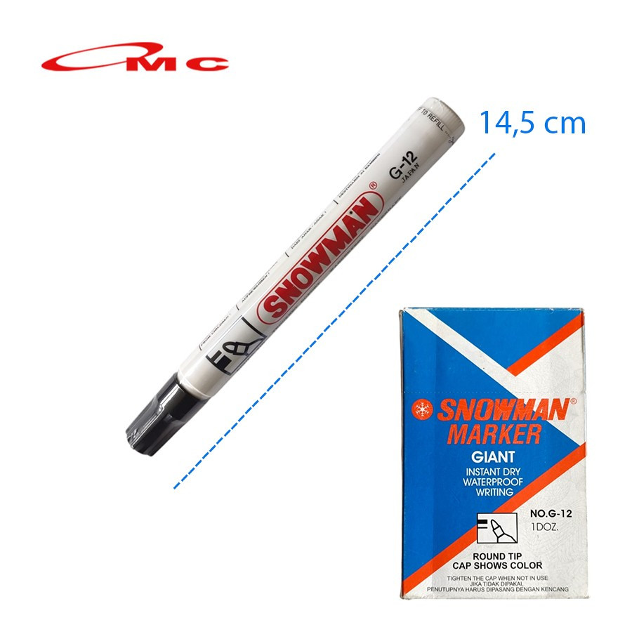 

Spidol Permanen Snowman G12 G-12 G 12 Spidol Snowman Permanent Spidol G12 Permanen Spidol Permanent Marker Spidol Papan Tulis Hitam Biru