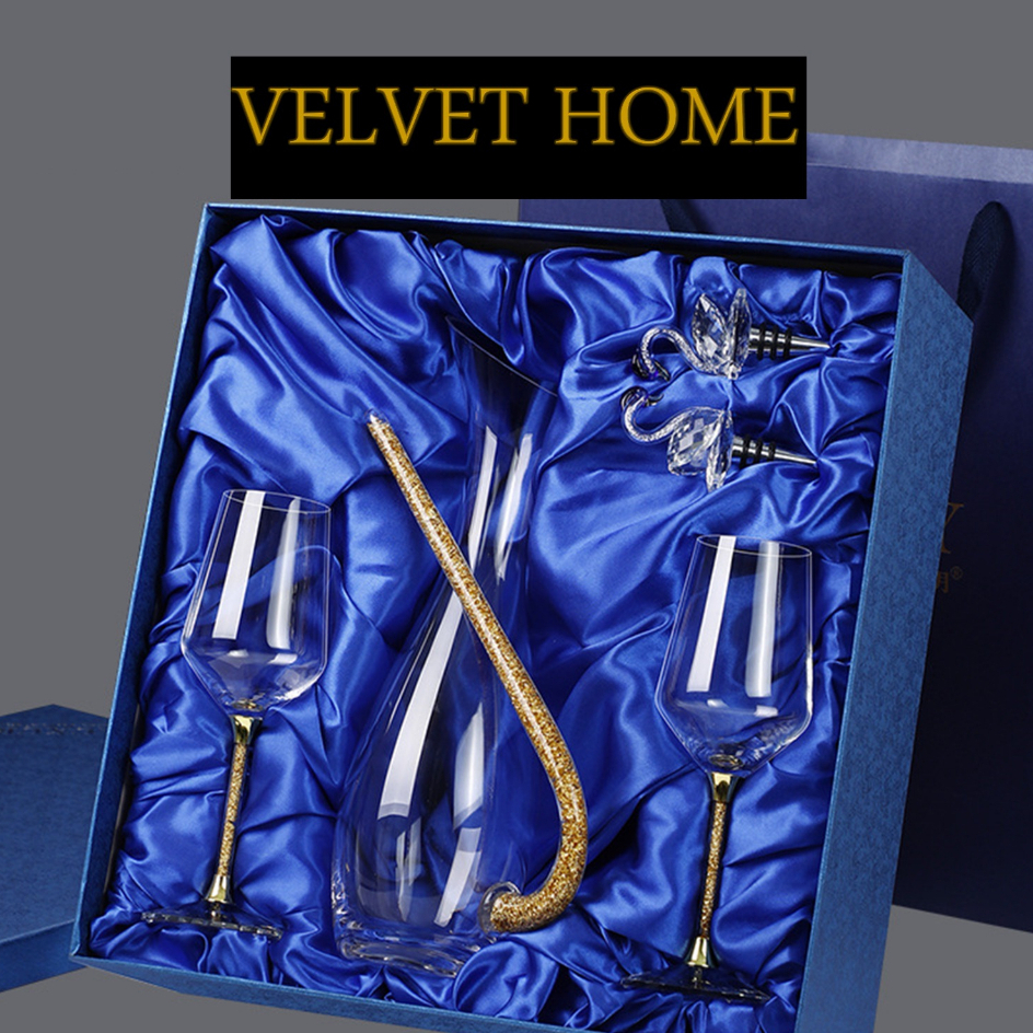 High Decanter Wine Gold Grlas Wine Emas Hampers Natal Hadiah Crismast Wedding Imlek Gift-Gold