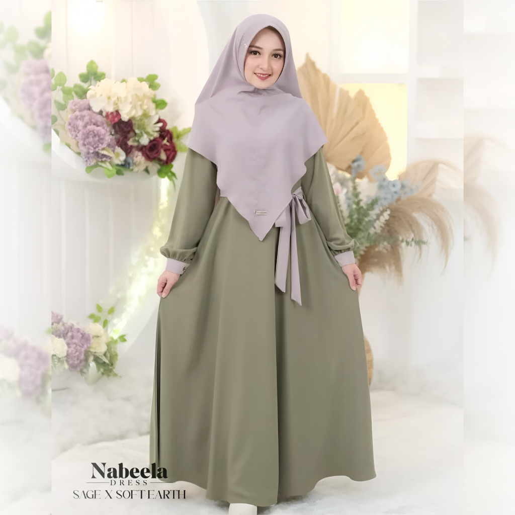 GAMIS NABEELA SYARI GAMIS SET HIJAB  KHIMAR SYARI GAMIS POLOS PREMIUM  GAMIS SET SYARI TERBARU SYARI