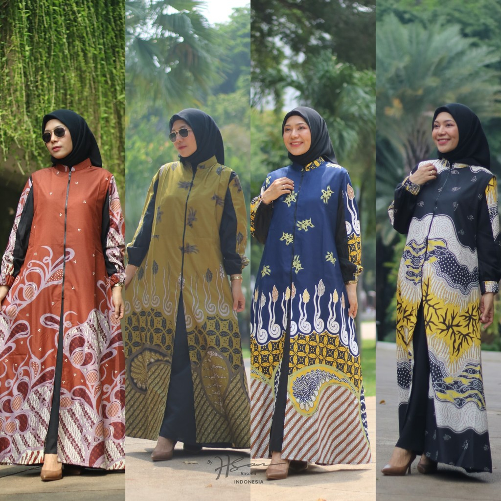 CARDIGAN GAMIS BATIK PANJANG RITSLETING DEPAN| GAMIS BATIK MODERN| GAMIS KONDANGAN| BATIK TERBARU