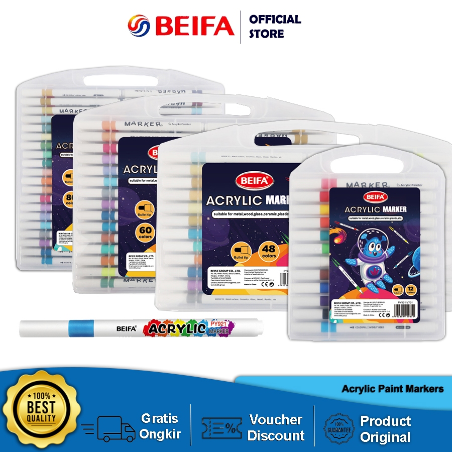 

Beifa Acrylic Marker Set PY921 – Spidol Akrilik DIY, Highlight & Drawing, Warna Cerah & Tahan Air