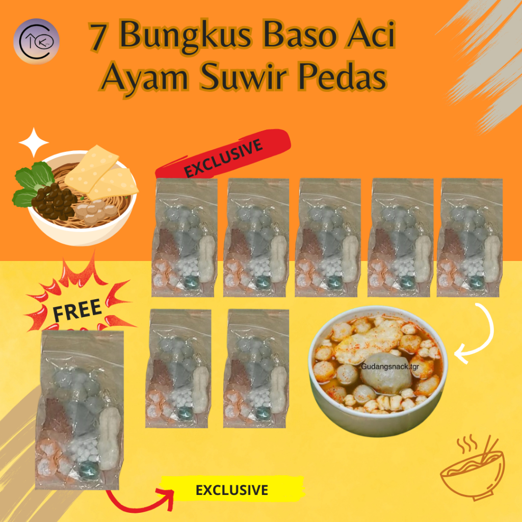 

PAKET BASO ACI AYAM SUWIR PEDAS 7 BUNGKUS MAKANAN INSTAN FOOD KUAH KALDU PEDAS