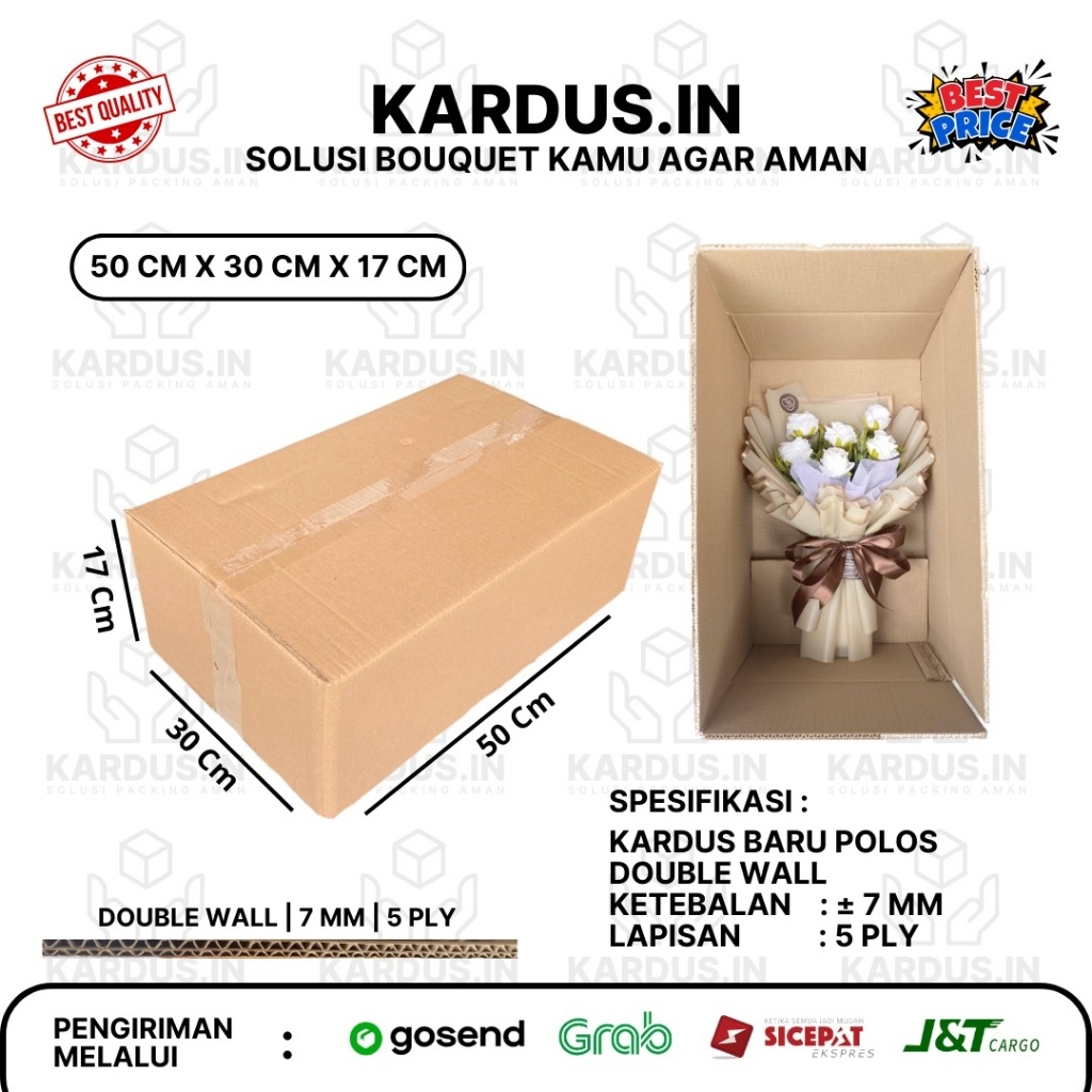 

Kardus Packing Buket Tebal 50 X 30 X 17 Cm Karton Box Dus Packaging Premium Murah Double Wall