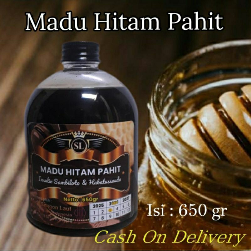 

Best Seller Madu Hitam Pahit Herbal isi 650gr Insulin Sambiloto Propolis dan Habbatussauda