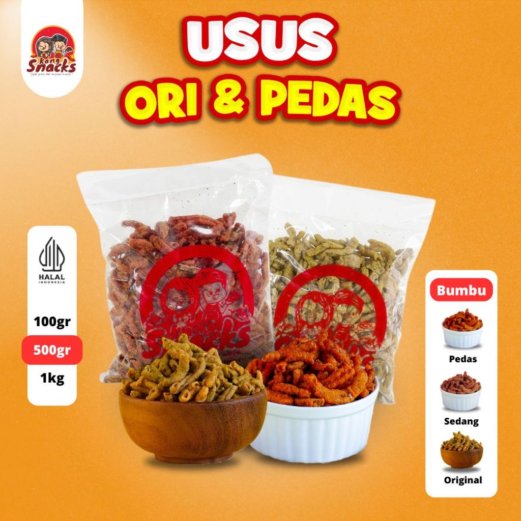 

KANGSNACKS Keripik Usus Crispy Pedas & Original Daun Jeruk 100Gr-1Kg Makanan Kripik Usus Cemilan Jajanan Pedas