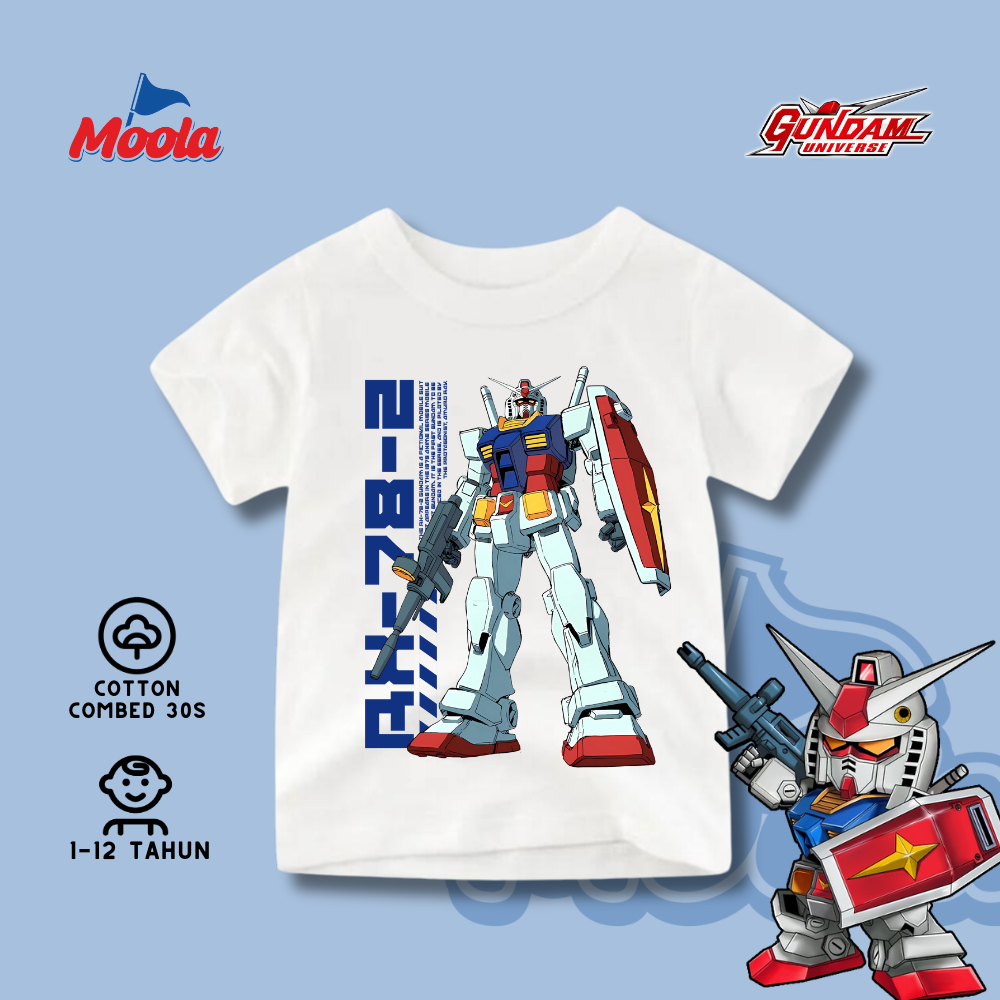 GRATIS STIKER SABLON DTF Kaos ANAK GUNDAM MINI SD RX78 2 | ZAKU | BARBATOS LUPUS REX | Non Official 