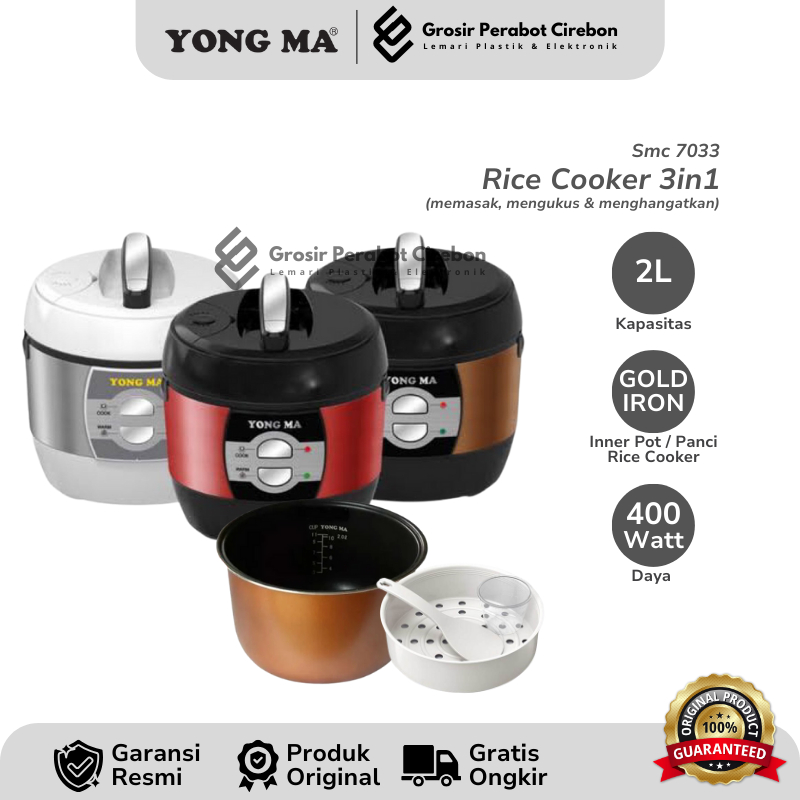 YONGMA RICE COOKER ECO CERAMIC YONGMA SMC-7033 B/W 2 LITER / SMC 7033 RICE COOKER YONGMA