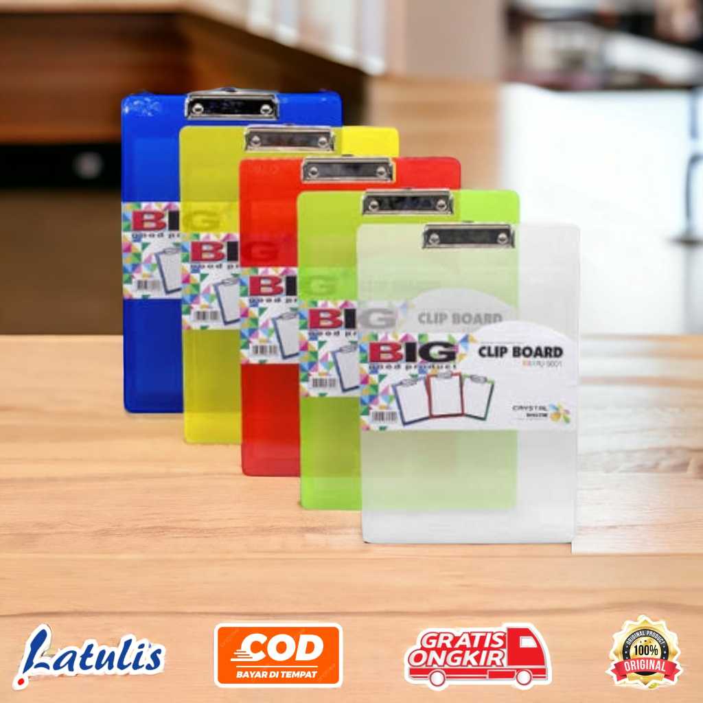

BIG Clipboard Papan Jalan Papan Ujian Transparan Ukuran F4 Folio PU-5001 (Lusin)