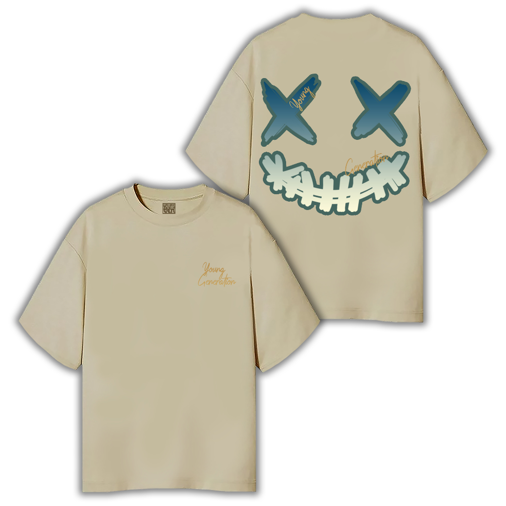 Young G Kaos Oversize Polos Hitam Putih Khaki - Baju Pria Wanita T-Shirt