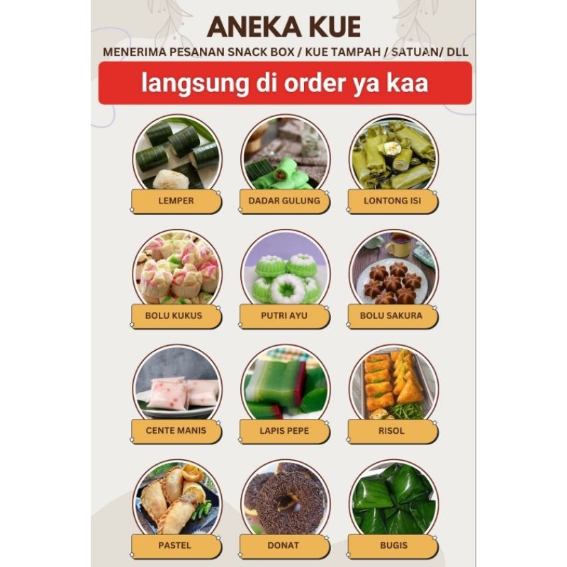 

ORDER KUE DADAKAN KUE SUPER / KUE BASAH / JAJANAN PASAR