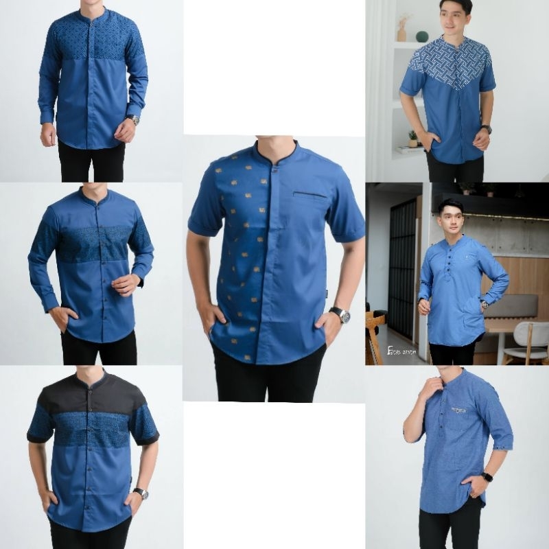 Kemko Pria Pakistan Biru Denim Series / Kurta Pakistan / Baju Koko Pria Biru Denim Series