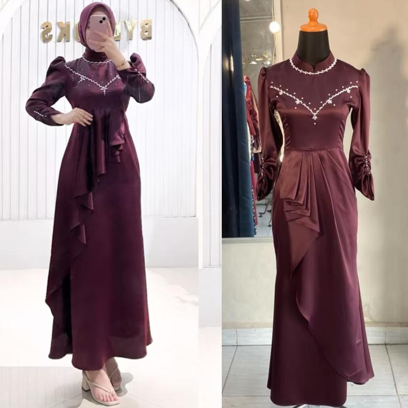 Celline Slimfit Dress Baju Kondangan Pesta Slimfit Dress Satin Mermress Viral Pesta Kondangan Dress 