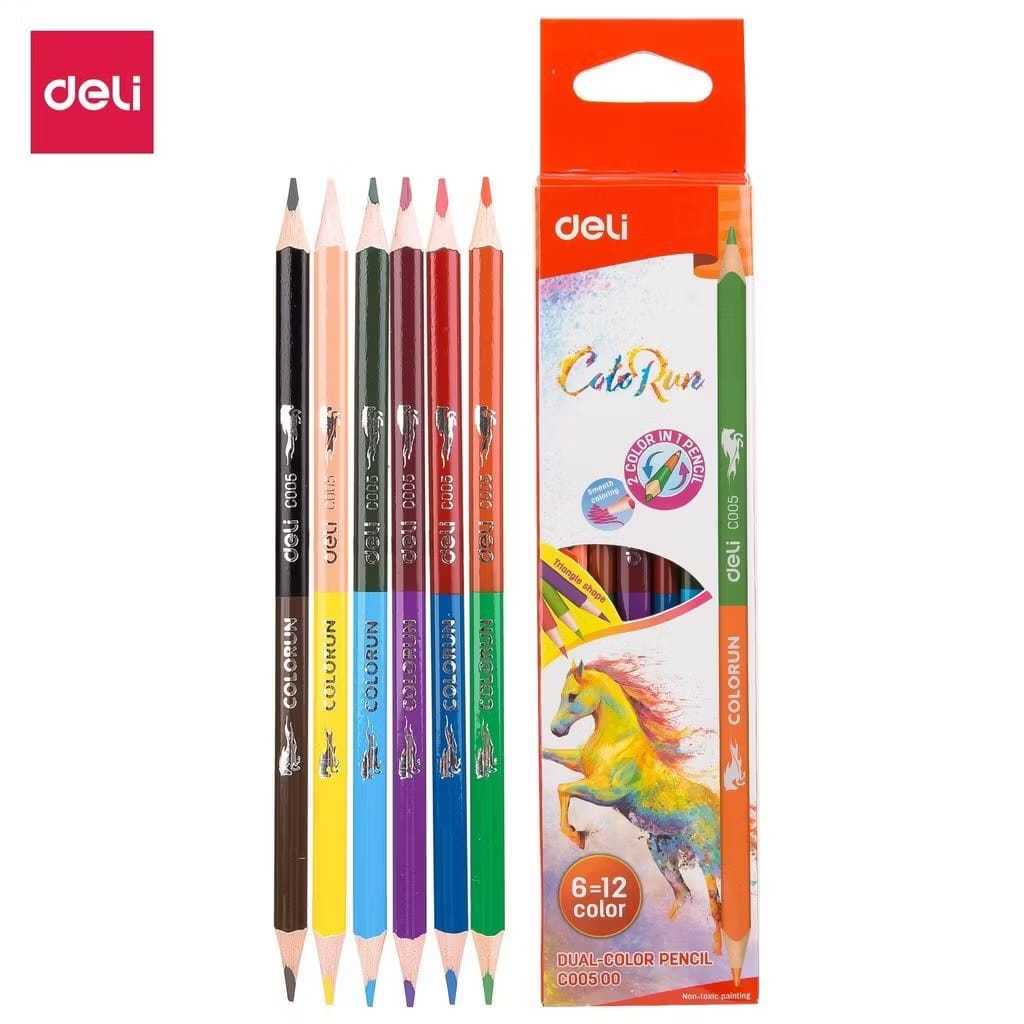 

DELI - EC00500 Pensil Dual Warna 12 Warna lead pensil berkualitas untuk hasil warna yang halus