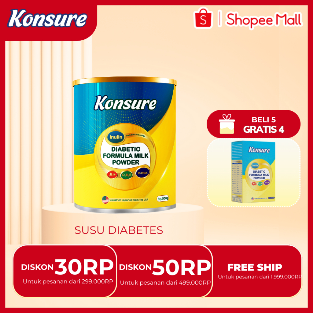 

[BELI 5 GRATIS 4] KONSURE SUSU DIABETES IMPOR 1 KALENG 500mg | NUTRISI UNTUK DIABETES, MERANGSANG PANKREAS PRODUKSI INSULIN ALAMI