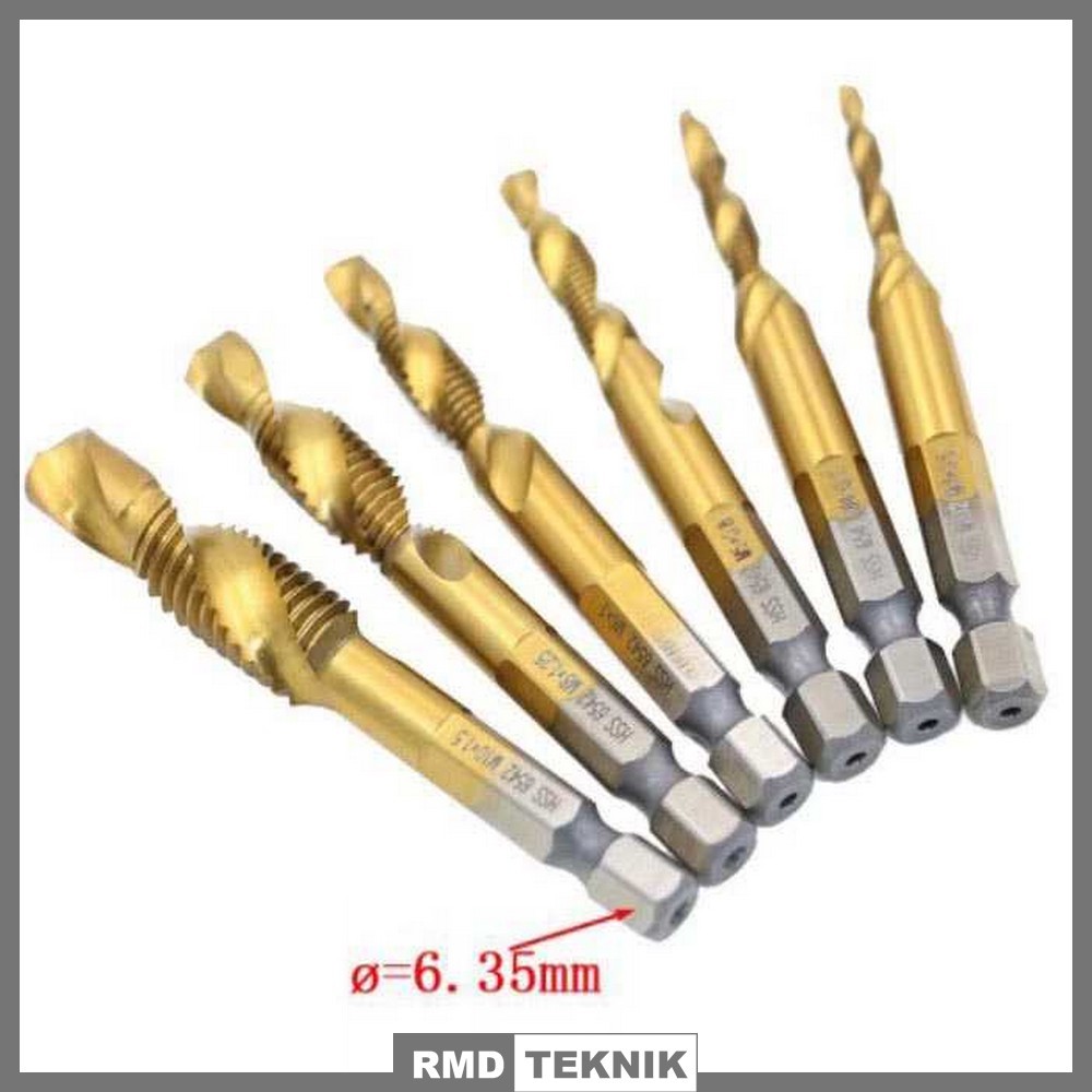 Mata Bor HSS Senai Drat M3-M10 6 PCS Hex Shank 6.35mm