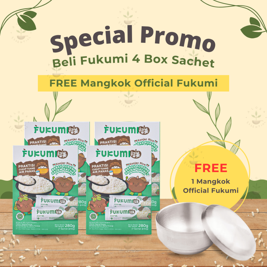 

Paket Bundling Beli 4 Pcs Fukumi Free Mangkok - Fukumi Beras Porang Box Sachet Original - Beras FUKUMI - Beras Sehat