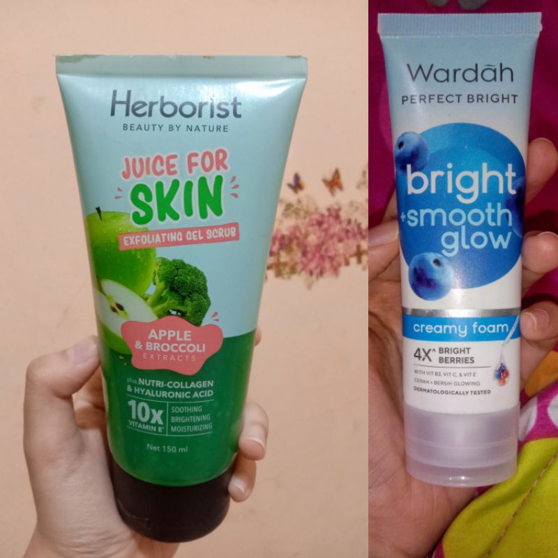 Facial Foam Wardah Brightening + Herborist Exfoliating Gel