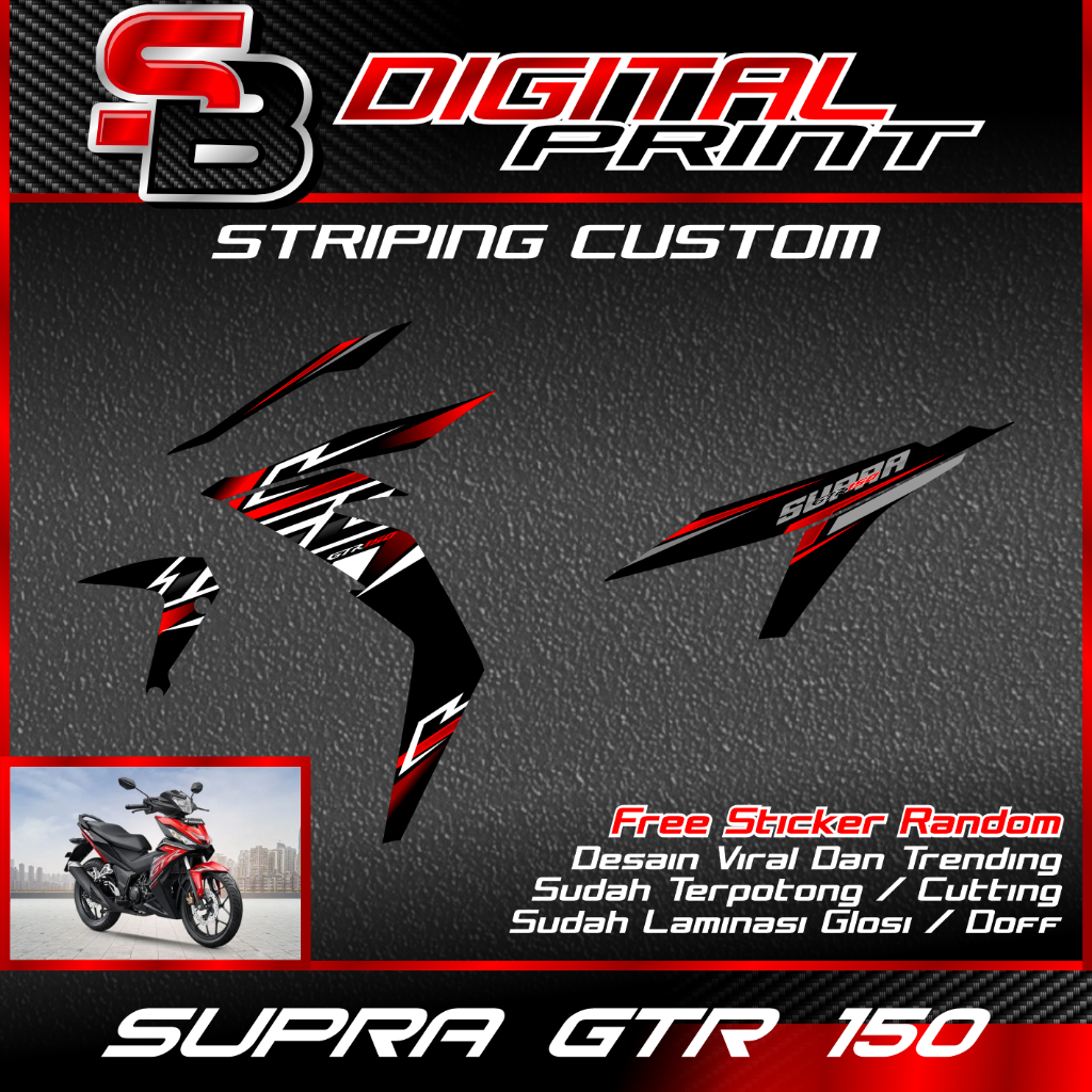sticker striping motor honda gtr 150 - striping supra gtr 150 motif custom sudah terlaminasi