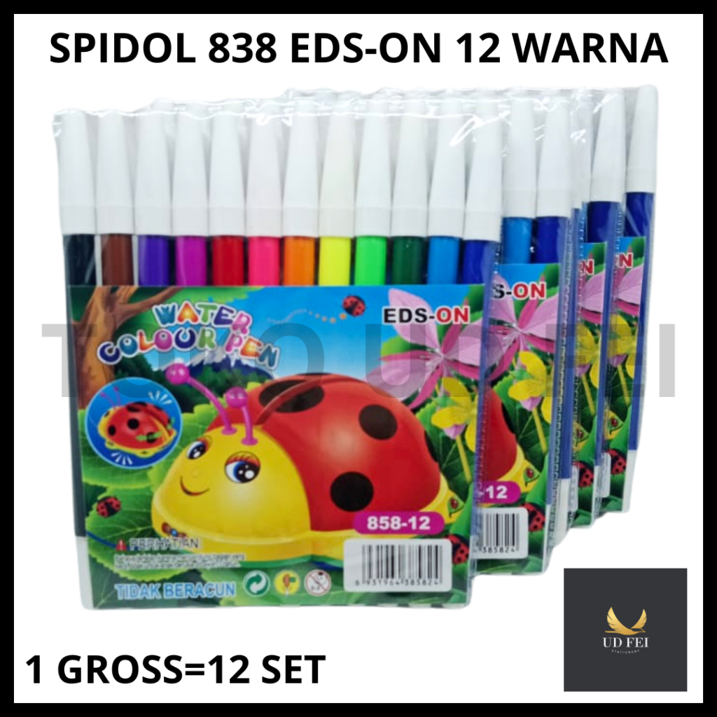 (1 GROSS=12 SET) Spidol BESAR / spidol 12 warna BESAR/ spidol 838 EDS - ON/ SPIDOL BESAR EDISON