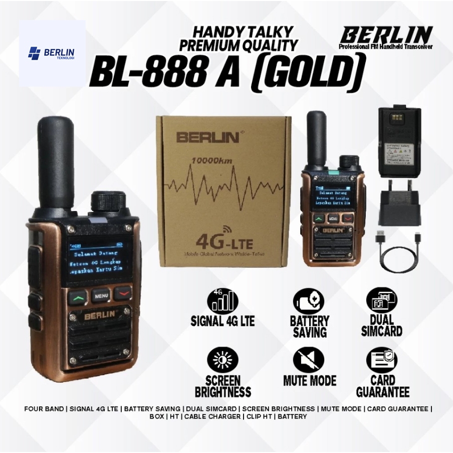 BERLIN Teknologi HT SIMCARD POC 4G BERLIN BL - 888 A Network Walkie Talkie