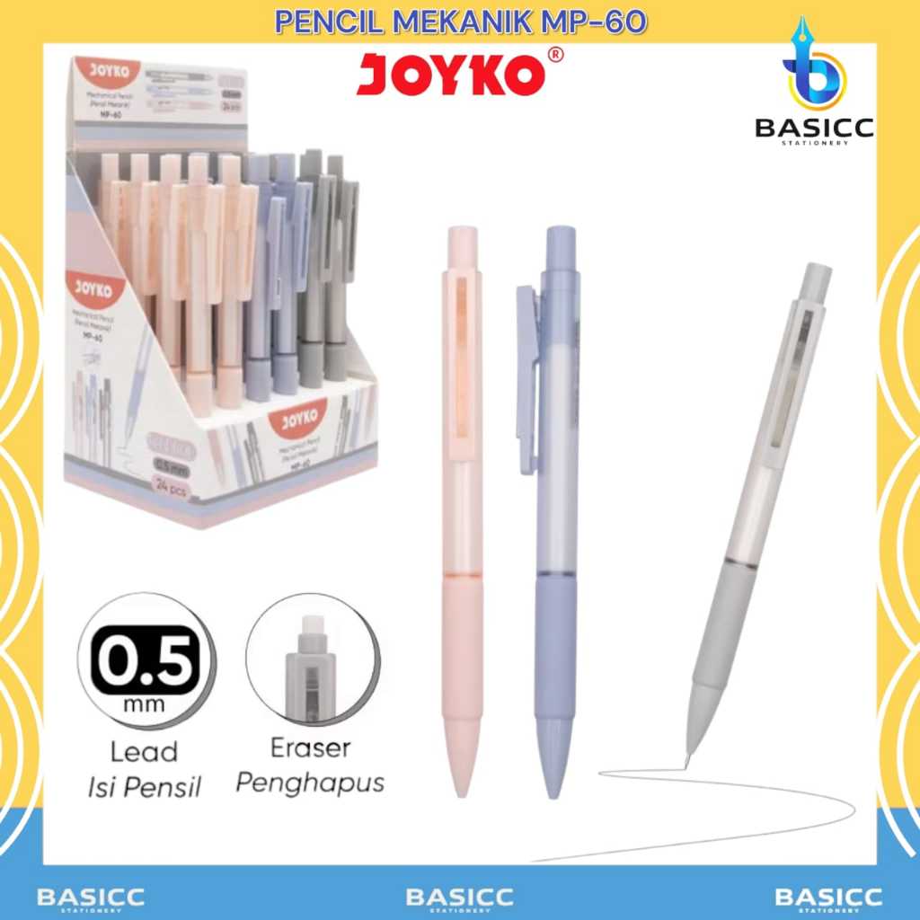 

Joyko Pensil Mekanik MP-60 Mechanical Pencil 0.5mm Soft Grip | @1Pcs