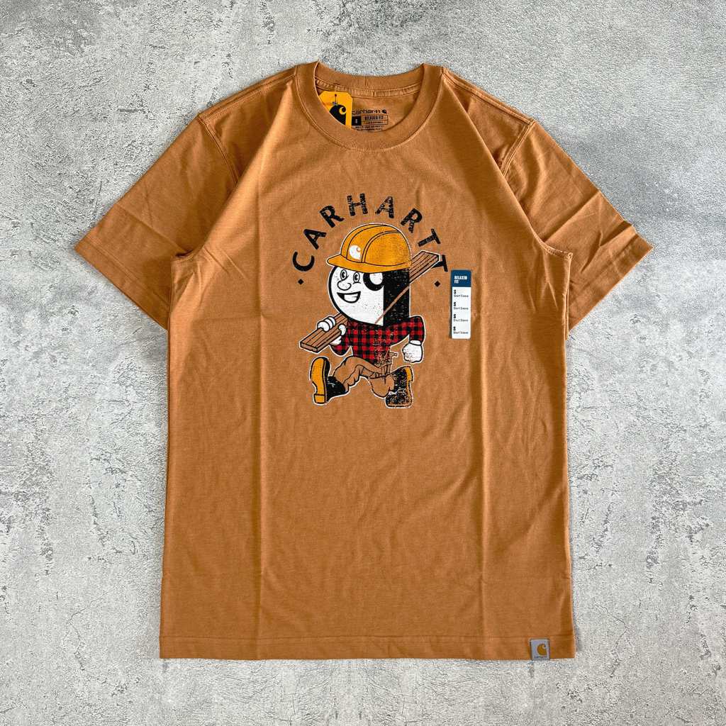 Carhartt 106533 Relaxed Fit Lightweight Short-Sleeve Lumberjack Graphic T-Shirt Hickory Nut Heather