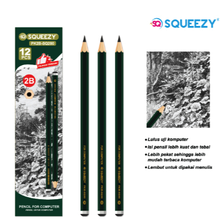 

TBMO Pensil Kayu 2B Squeezy SQ200 Isi 12 Pcs/Pack