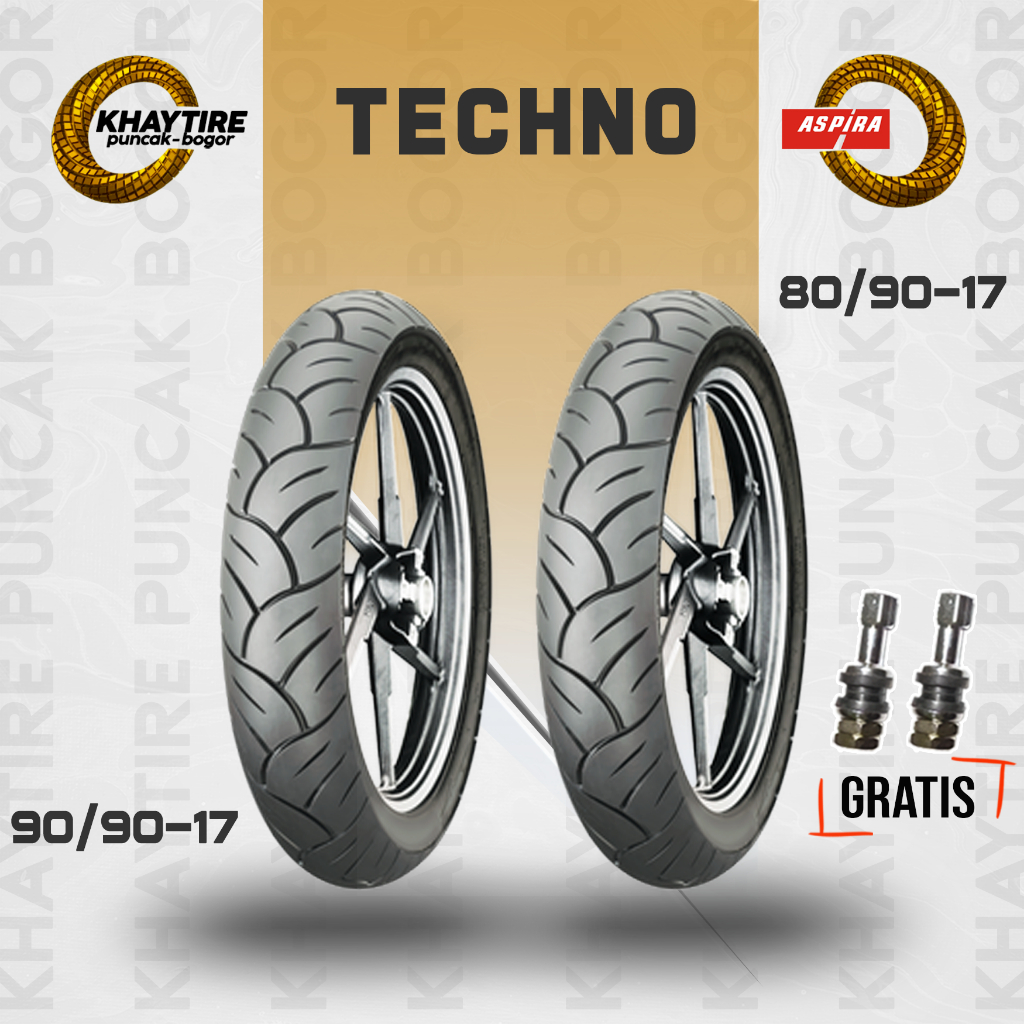 Paket Ban Motor ASPIRA MAXIO TECHNO 80/90-17 + 90/90-17 Tubeless