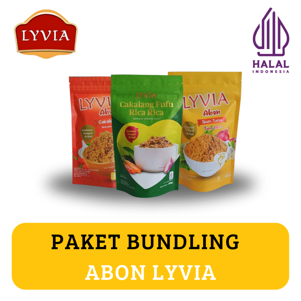 

Promo Bundling Lyvia Abon Ikan Cakalang + Abon Ikan Tuna + Ikan Cakalang Rica-Rica