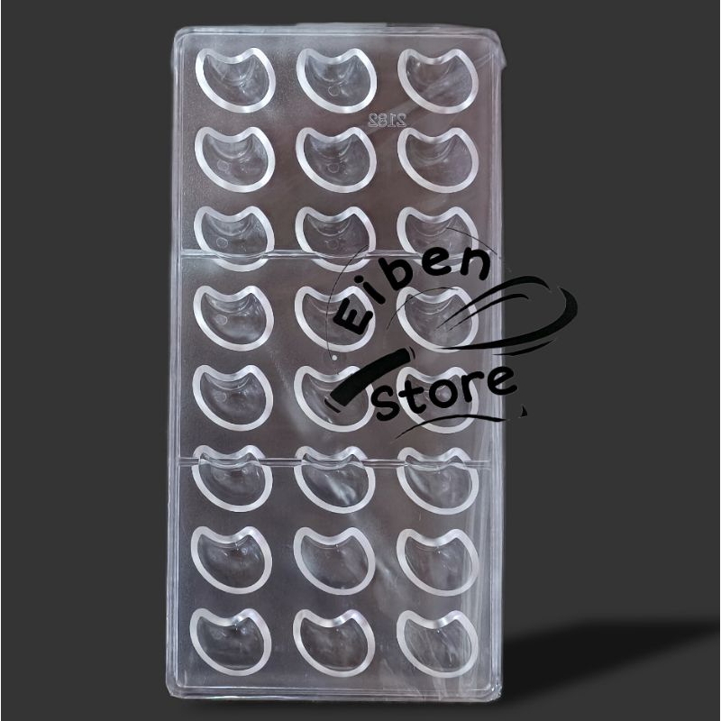 Cetakan Coklat Polycarbonate Praline Koma / Chocolate Mold  Praline Crescent Moon