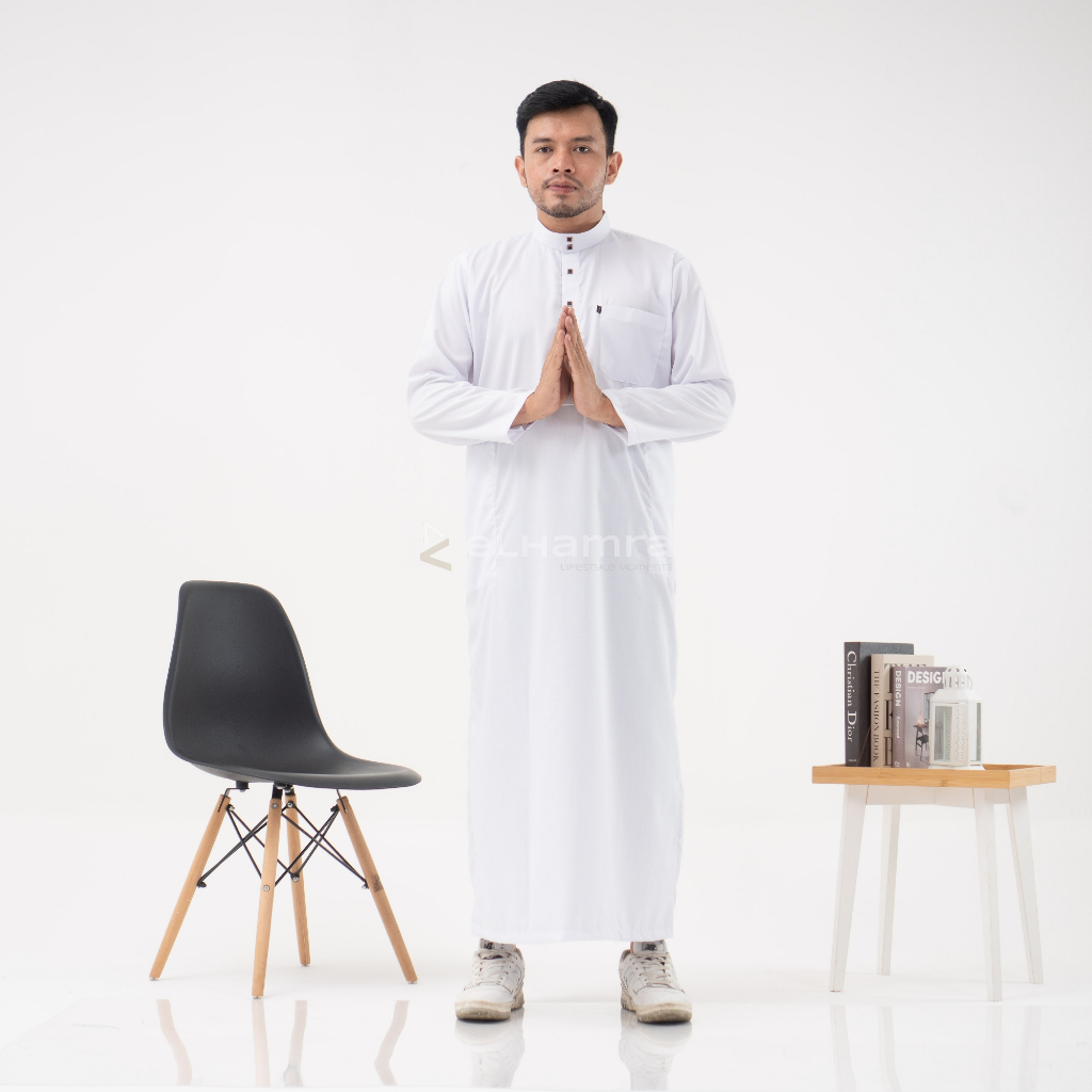 premium elhamra - jubah slimfit dewasa gamis pria kancing sultan bahan toyobo m33b