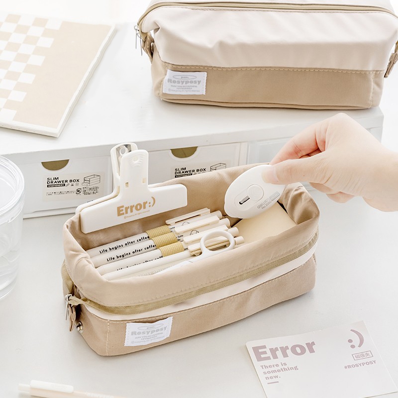 

[Ready Stock] Large Capacity Foldable Canvas Pencil Case Kawaii Pouch Multifunctional Cosmetic Storage Bag for Studens Stationery Office Supplies
