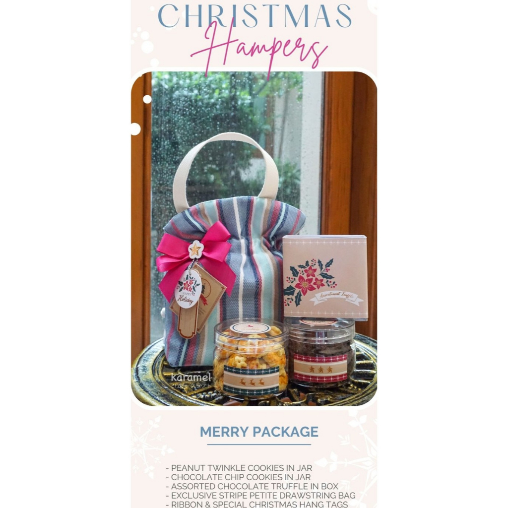 

MERRY PACKAGE Hampers Christmast Gift Set / Hampers Natal Parsel Kue Kering Tote Bag Premium