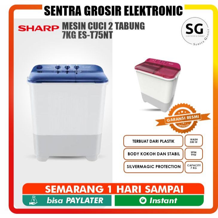 Sharp Mesin cuci 2 Tabung 7Kg ES-T75NT T 75NT T75 NT