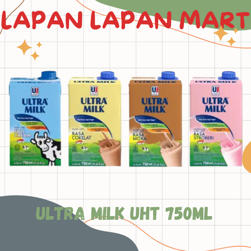 

Ultra Milk UHT 750ml (Full Cream , Coklat , Mocca , Strawberry)