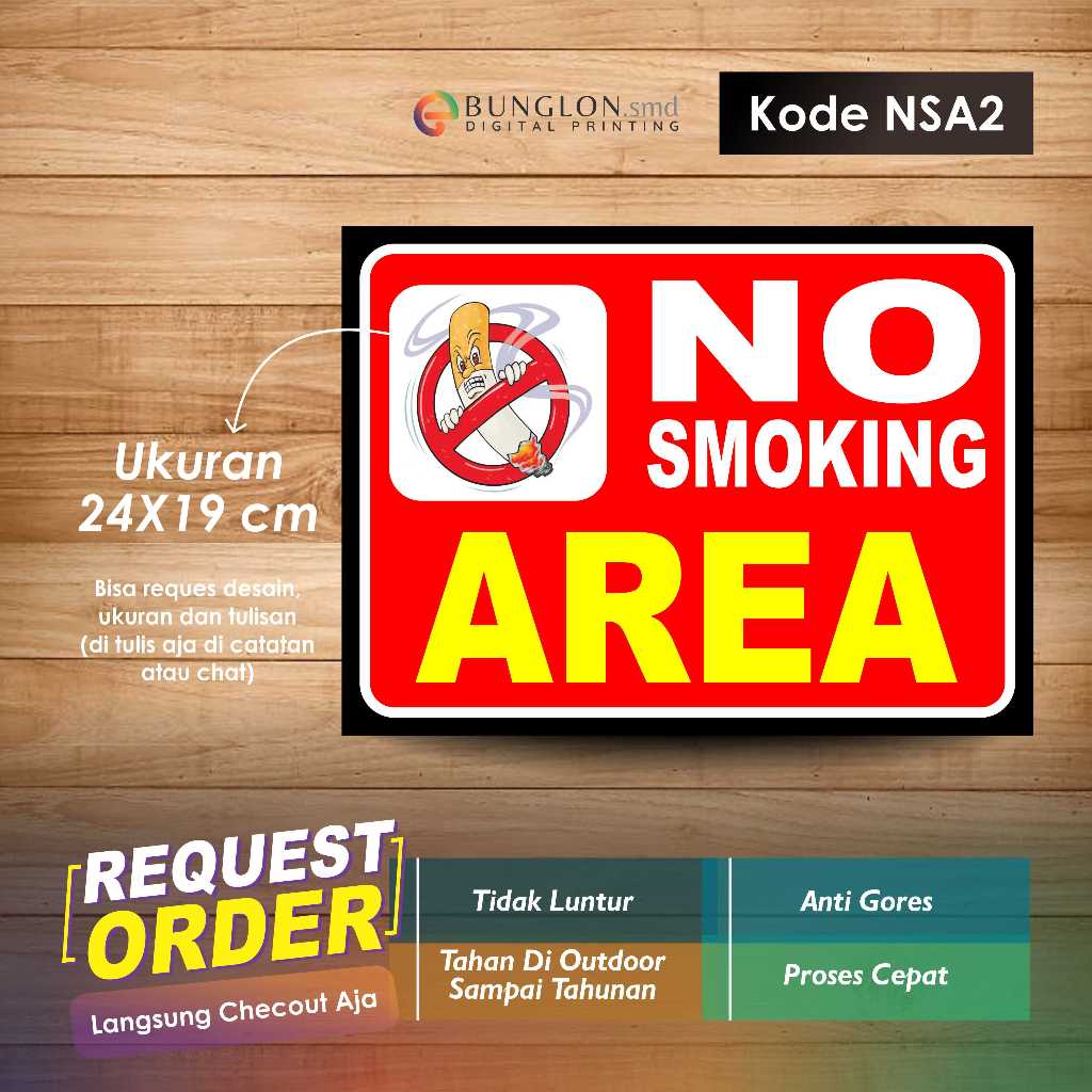 

STIKER NO SMOKING AREA + LAMINASI KODE NSA2 MERAH