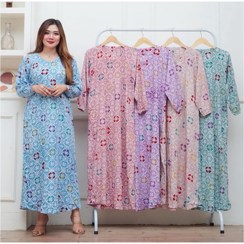 LONGDRESS STANDAR BATIK CAP RESLETING DEPAN BATIK PASTEL ZAHRA BATIK GROSIR DASTER