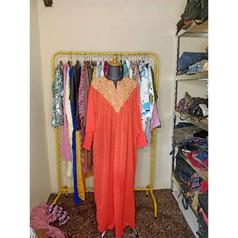 Kaftan Gamis Preloved wanita warna orange