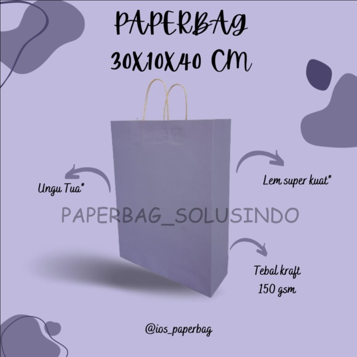 

Paperbag / Kantong Kertas Warna Ungu Lilac Purple 30x10x40 cm