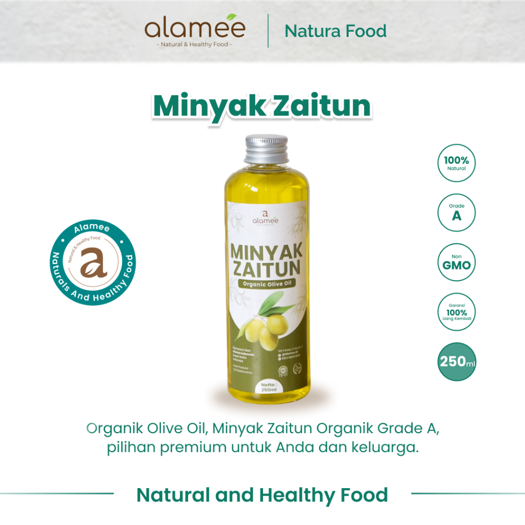 

ALAMEE Minyak Zaitun Olive Oil Untuk Diminum Extra Virgin Organic Organik Asli Masak EVOO 250ml