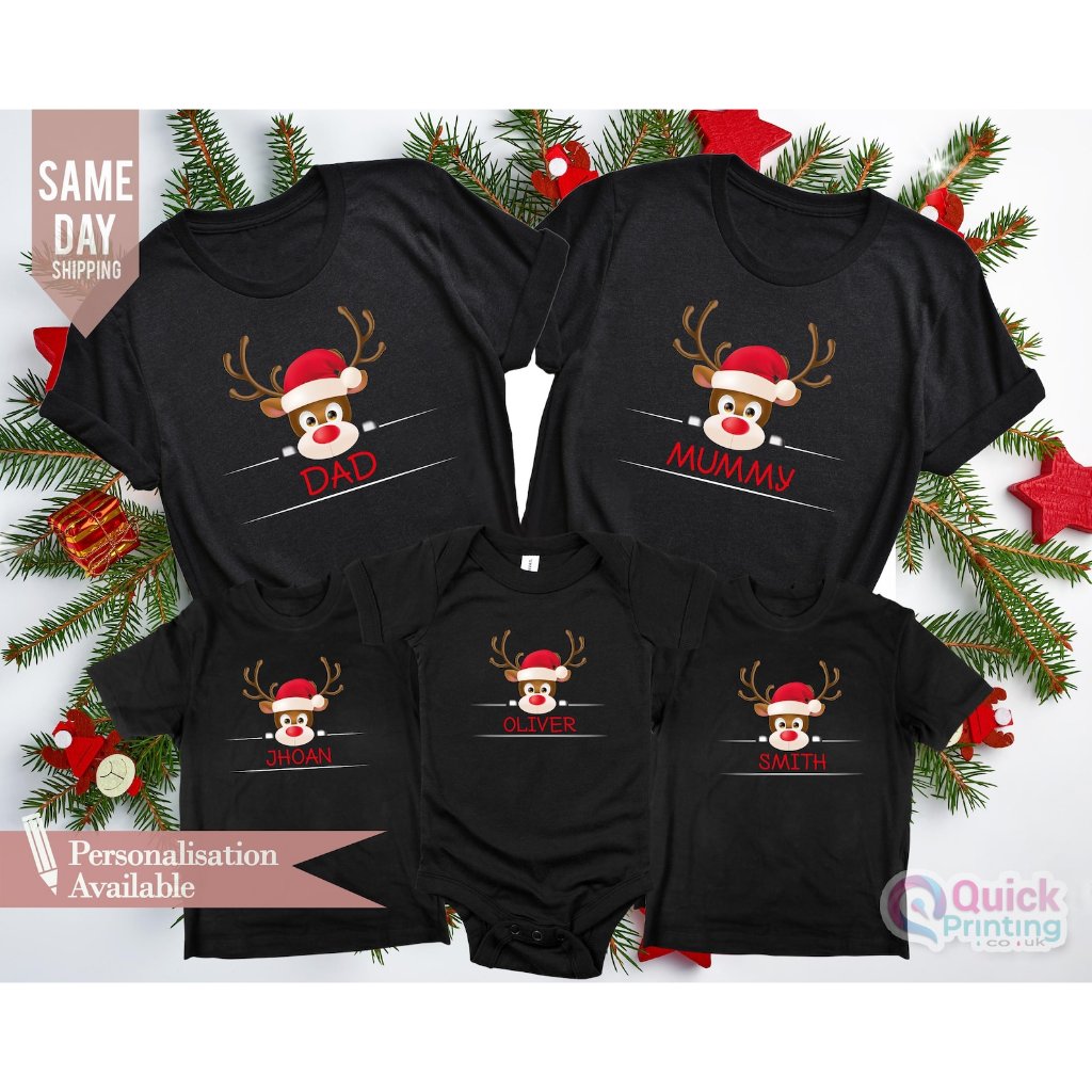 Baju Kaos Custom Natal Bisa Ganti Nama Request Nama Gereja - Christmas Rudolph - Tshirt Xmas Jesus T