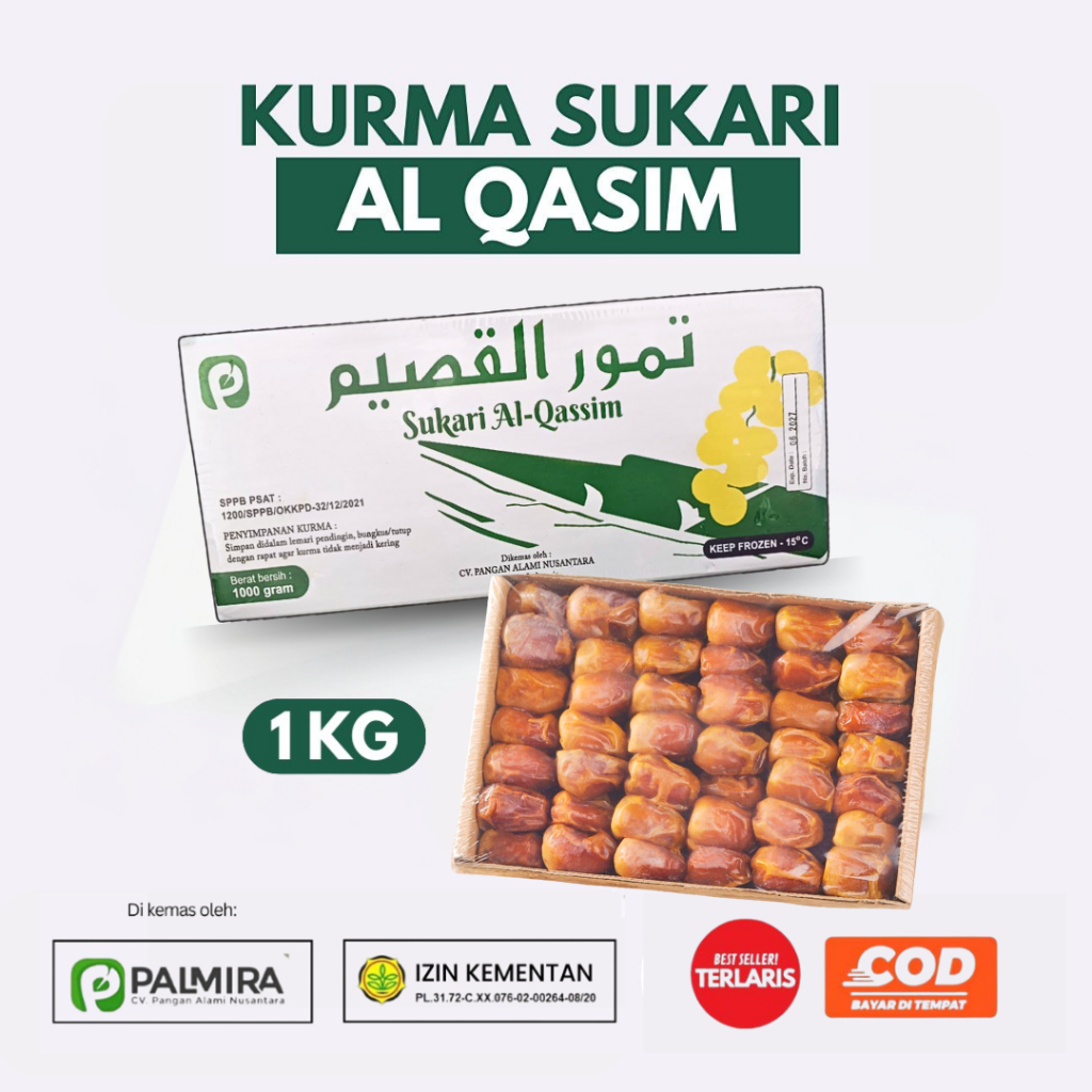 

KEMASAN BARU Box Premium Kurma Sukari Grosir Murah Sukkari Al Qasim 1 KG Ruthab Ruthob