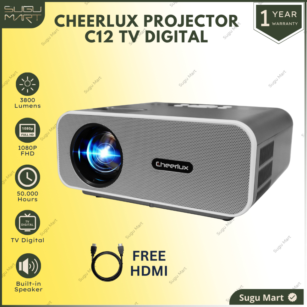 Proyektor C12 TV Digital 3800 Lumens Digital Tv 1080P DVBT2 | Proyektor Tv Digital