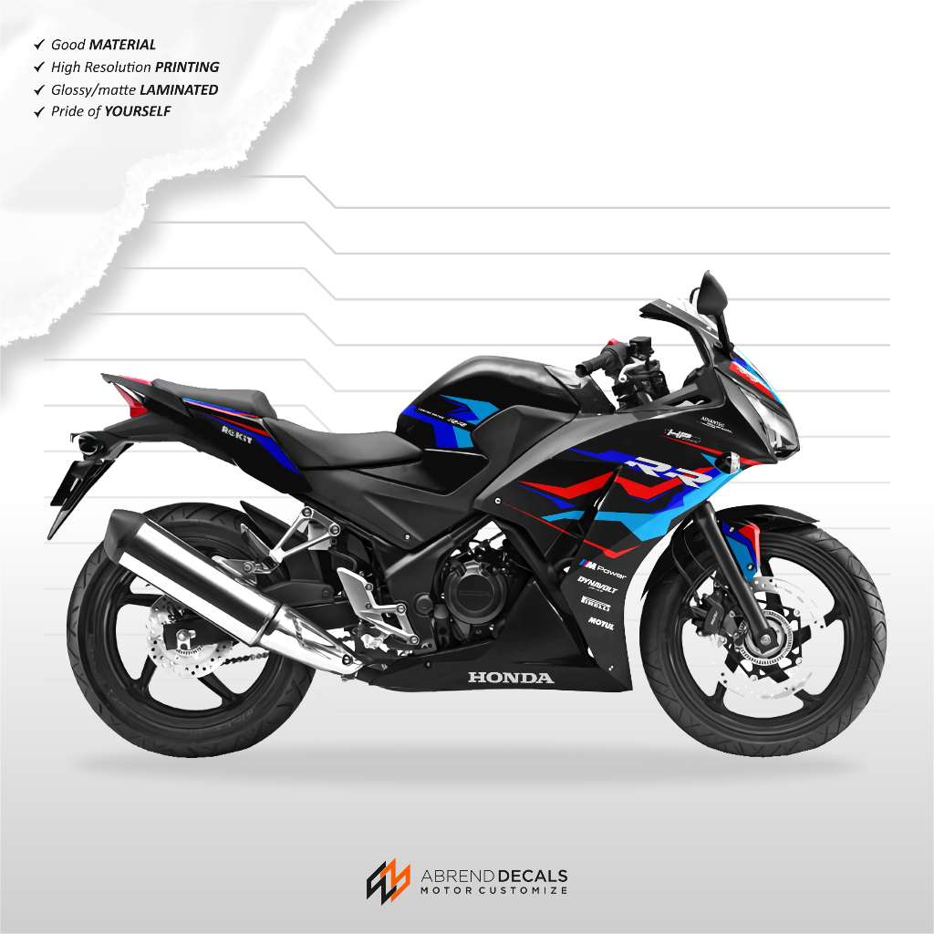 STRIPING CBR K45 LOKAL BMW TRI COLOR / STIKER MOTOR HONDA CBR K45A DESIGN CUSTOM STOCK DECAL