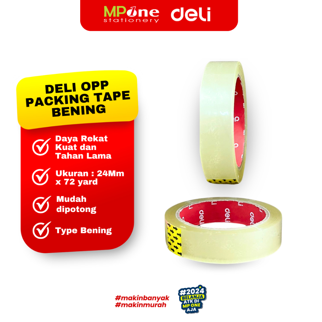 

(1 Roll) Deli Isolasi 24mm x 72 yard Bening Transparant / Opp tape Bening Solatip 24x72mm DELI